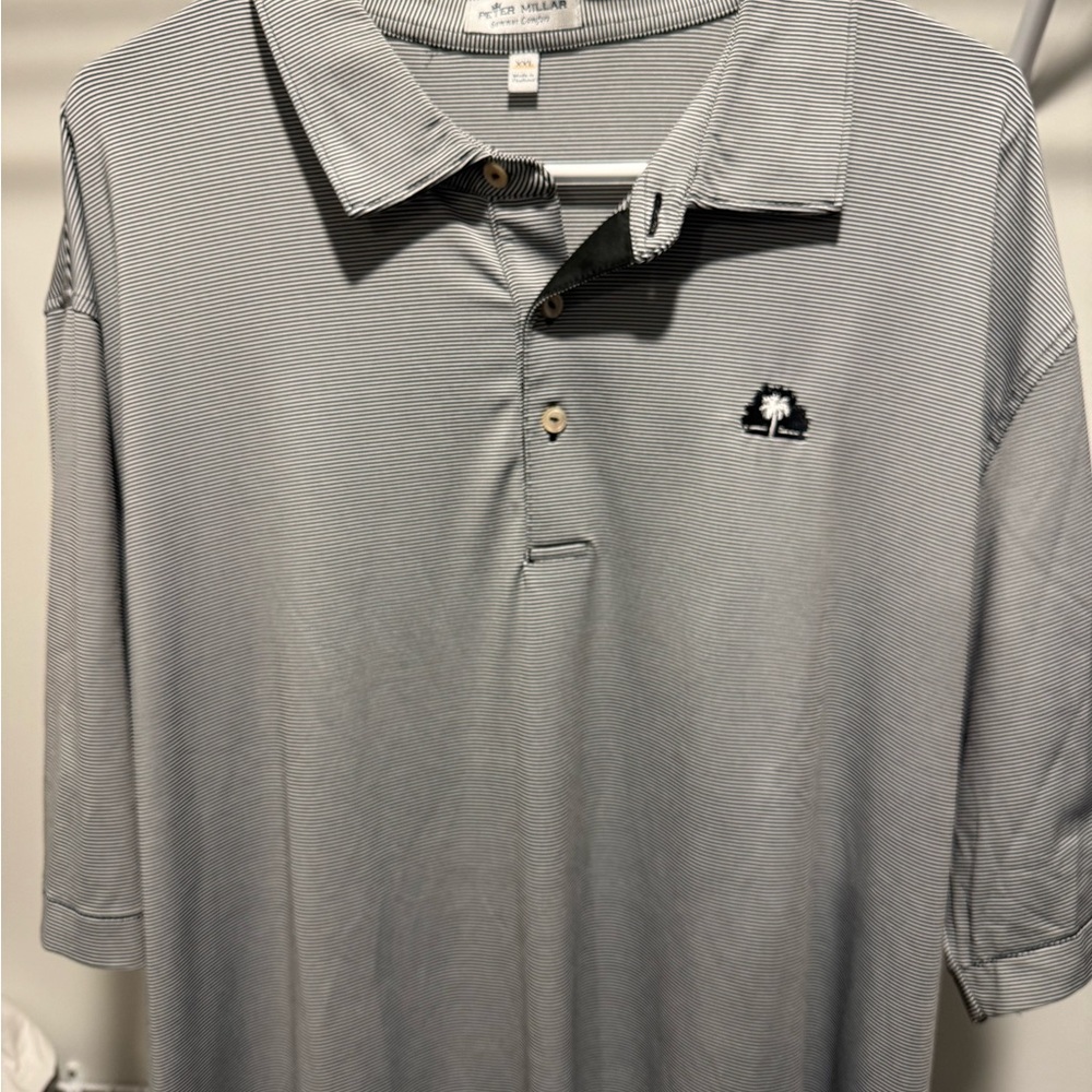 Peter Millar Gray Striped Polo Shirt